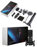 Kit de microphone à condensateur USB 5V X3 16mm avec bras articulé, câble de données, support, cardioïde 20Hz-20kHz 96kHz/24bit pour podcast et streaming