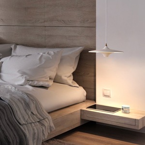 Lustre linéaire minimaliste en forme de soucoupe volante, noir, blanc, or, en acier inoxydable, pour salle à manger, chambre, bar, réception - Product Image 3