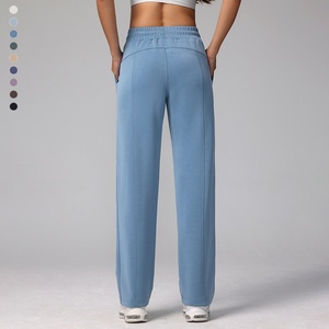 Último Diseño DePantalones De Cintura Alta Para <span class=keywords><strong>Mujer</strong></span> Tela, Yoga Pantalones, Deportes, Informal, Pierna Recta, Cintura Elástica - Product Image 1