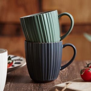 Tasse à café en céramique moderne et vintage <span class=keywords><strong>de</strong></span> 9oz Design unique à rayures vertes et grises allant au lave-vaisselle avec cuillère et soucoupe - Product Image 6