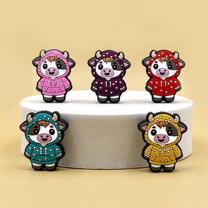 Highland Cow <b>Silicone</b> <b>Beads</b> Cartoon Animal Loose <b>Beads</b> For Jewelry Making 3 Months Plus - Product Image 3