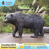 Ornement paysager extérieur fait main, sculptures décoratives en bronze et laiton d'animaux sauvages, ours brun et noir, grande taille, figurine, statue