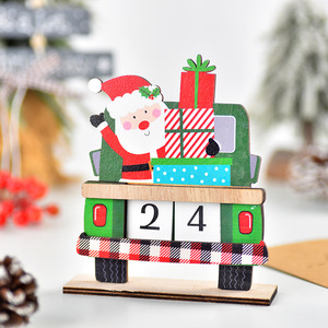 Adorno navideño de madera para calendario DIY, modelo de coche verde y rojo, regalo decorativo de varias piezas para niños - Product Image 2