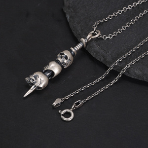 Groothandel S925 Sterling Zilver Slijtage Schedel Hanger Voor Mannen En Vrouwen Vintage Gotische Stijl Ketting Hanger Sieraden