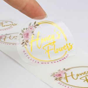 Étiquettes autocollantes rondes transparentes et écologiques Honey's Flowers, imperméables, avec estampage doré, pour emballages cadeaux et artisanat - Product Image 2