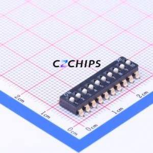 DSIC10LSGET DIP Switch SMD-20P,6x22.9mm Switch Flat Toggle, Raised Type Single Pole Single Throw 10 2.54mm - Product Image 1