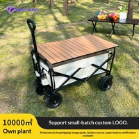 Chariot de camping pliable en métal avec poignée télescopique pour les stands extérieurs, chariot portable pour pique-niques et courses