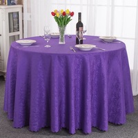 Wholesale Round Damask Tablecloth White Jacquard Scalloped Edge Floor Length Table Cover for Wedding Banquet Party