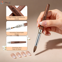 Pinceau professionnel pour nail art en poils de Kolinsky 2-en-1 avec manche en bois de santal détachable pour manucure acrylique avec capuchon portable