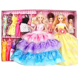 tempat tidur anak perempuan boneka american girl Suppliers-Aksesori Mainan Anak Perempuan, Set 12 Boneka Gaun Putri + 211Makeup untuk Boneka 16.9 Inci