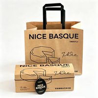 Boîte à gâteau basque en papier kraft |   Boîte d'emballage pliable à 3 compartiments pour desserts, idéale pour les pâtisseries à emporter et les cadeaux