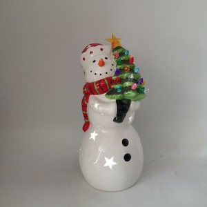 Ceramic Gnome Christmas <b>Tree</b> Night <b>Light</b> Battery Powered <b>LED</b> Color Changing Tap Control Indoor Decoration - Product Image 3