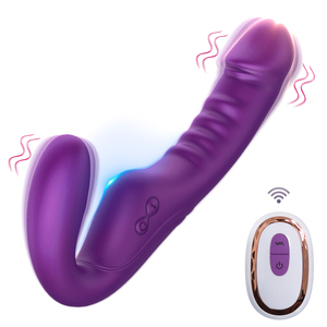 Afstandsbediening 10 Frequentie Trillingen G-Spot Stimuleren Echte Seks Genot Krachtige Dubbele Hoofd <span class=keywords><strong>Dildo</strong></span> Vibrator Seksspeeltje Voor Lesbienne - Product Image 1