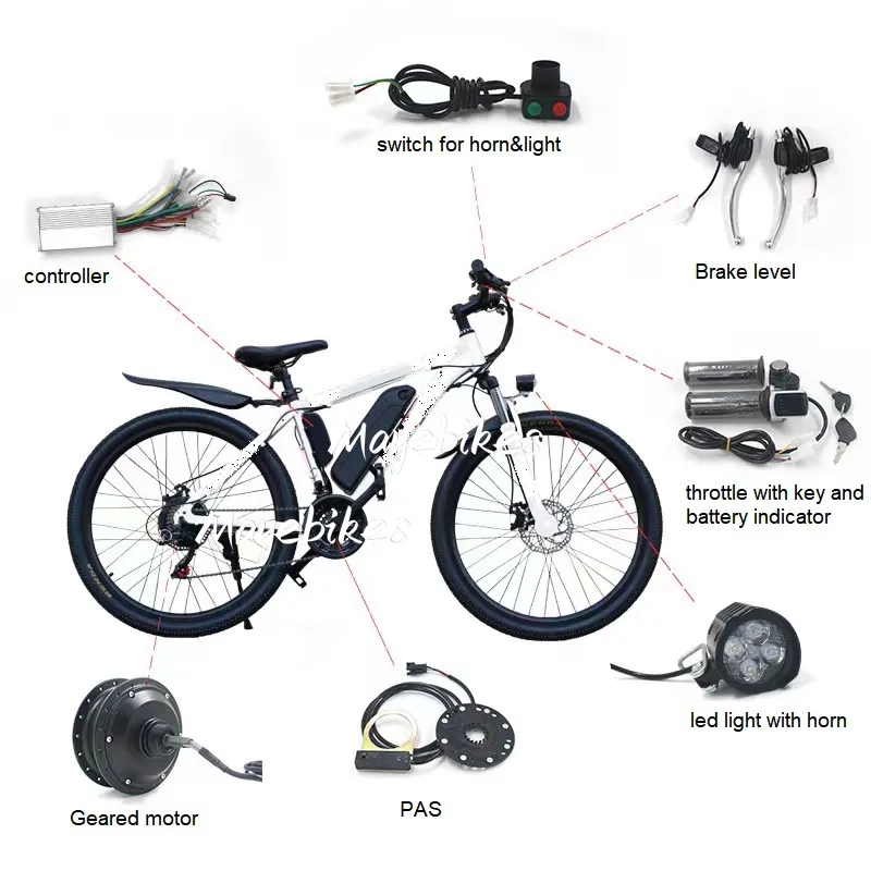 2023 New hot e bike bicycle 16 ''18'' 20 ''24'' 26 ''36v 250w kit ciclo elettrico motore mozzo con custodia per batteria per il mercato indiano