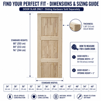 Pintu Gudang Kayu Solid 96 inci 3 Panel Sudah Terpasang, Tebal 1,38 inci, Pintu Interior Tanpa Finishing untuk Kamar Tidur Gaya Farmhouse (Hanya Slab)