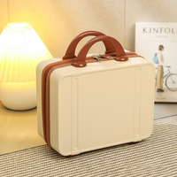 Valise de voyage pour femme, sac à main 14 pouces avec fermeture éclair, en ABS+PC, motif lettre tendance, petite boîte de rangement pour maquillage, mini sac pour mariage et voyage