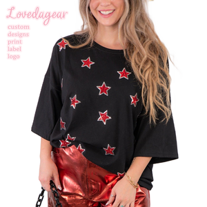 Venditori all'ingrosso per boutique camicia Patch con <span class=keywords><strong>paillettes</strong></span> nere con <span class=keywords><strong>paillettes</strong></span> personalizzate - Product Image 1