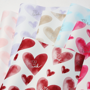 Kertas Pembungkus Bunga Valentine Heart LOVE DIY Buket Hadiah Kertas Kemasan Florist untuk Grosir Lintas Negara - Product Image 3