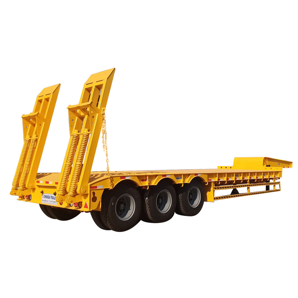 Горячая Распродажа 3 оси 4 оси 60 80 100 тонн heavy duty «гусиная шея» низкий погрузочный низкорамный механической обработывающий lowboy грузовик низкорамный полуприцеп
