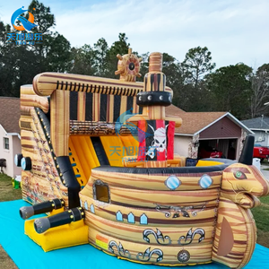 Castillo Inflable Comercial de PVC con Tobogán, Diseño de Barco <span class=keywords><strong>Pirata</strong></span>, para Alquiler en Fiestas y Eventos - Product Image 2