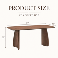Table à manger de style européen moderne en bois d'acajou avec plateau en oxyde de magnésium à bords arrondis et pieds incurvés