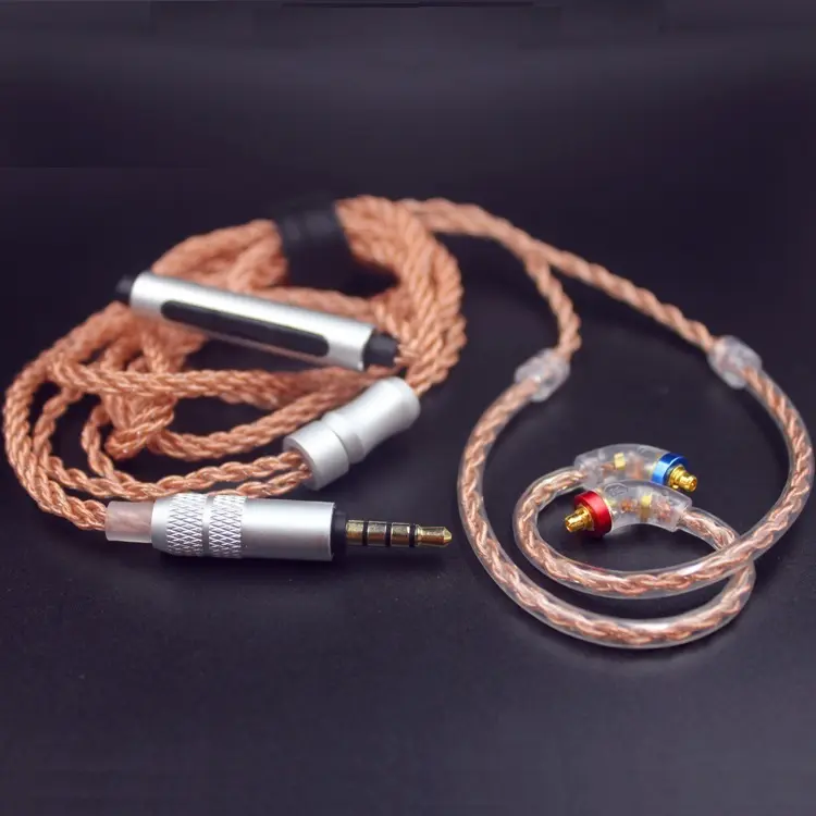मुड़ MMCX headphones केबल्स के साथ प्रतिस्थापन केबल mic और मात्रा पर controlfor शुरे MP3 SE215/315/425/535, ie80
