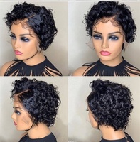 Renda Swiss tidak kusut Ombre warna coklat keriting Pixie potongan Bob Virgin penuh kutikula Vietnam rambut lurus renda depan wig