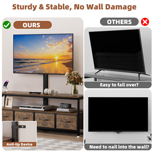 Meuble <span class=keywords><strong>TV</strong></span> avec support pivotant, design anti-basculement, 4 tiroirs, prise de courant <span class=keywords><strong>LED</strong></span> RGB, centre de divertissement pour téléviseurs de 32 à 70 pouces - Product Image 3