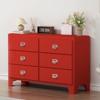 Commode bleu marine à 6 tiroirs |   Coffre de rangement moderne en acier rembourré avec une construction robuste et une grande capacité pour le salon