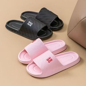 EVA Slippers With Letter Design Non Slip Comfortable For Home And Outdoor Use Summer Spring Autumn Adult Pink Black - Product Image 1