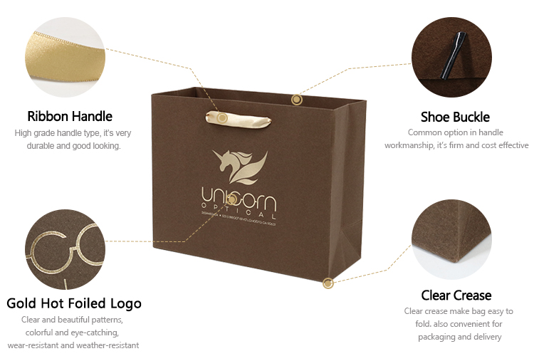 Flat bottom embossed gift bag paper for small business