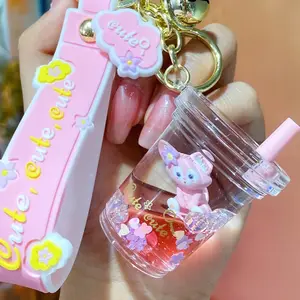 无最小粉色美女网红钥匙扣可爱浮动瓶涂油钥匙挂件书包挂件钥匙扣