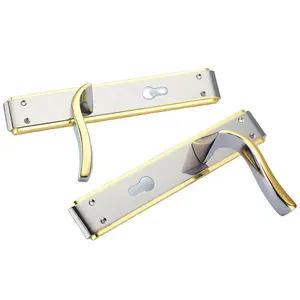 Aluminum Steel Stainless Steel Door Lock Handle Wooden Hardware Handle on Plate Mortise Lockset 50mm Backset Key Unlock Way