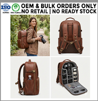 Sac à dos pour appareil photo reflex numérique, hybride ou reflex, en cuir microfibre, avec compartiment pour ordinateur portable, fabrication en gros, marque privée OEM ODM
