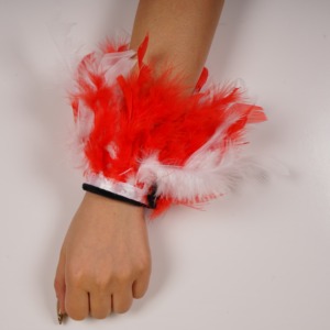 Pulsera de plumas de dos tonos para espectáculos de danza de carnaval OEM/ODM, pulsera de plumas multicapa, brazalete de plumas - Product Image 5