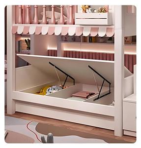 Lit superposé château style moderne pour fille avec rangements et toboggan, en bois massif, confortable pour la maison et l'hôtel - Product Image 6