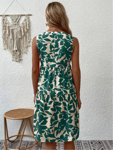 Vestido Corto Casual Bohemio para Mujer 2026, Cuello en V, Sin Mangas, Estampado Floral, Estilo Boho - Product Image 3