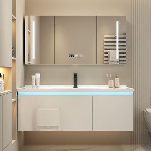 Meuble de salle de bain moderne avec lavabo intégré en céramique, combinaison simple de meuble-lavabo - Product Image 3