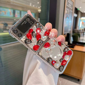 Per Samsung Galaxy Z Flip5/6 custodia per telefono con strass di lusso ZFlod6/5 papillon <span class=keywords><strong>topolino</strong></span> specchio per trucco avanzato - Product Image 1