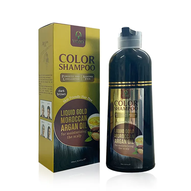 Özel etiket saç ürünleri 500ml Argan yağı doğal siyah saç boyası şampuanı tinte cabello renkli