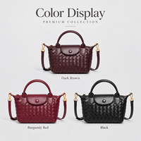 Sac à main en cuir pour femme, sacs à bandoulière en PU tressé, mini sac avec fermeture éclair, logo personnalisé OEM, vente en gros directe usine