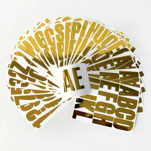 Kit de adesivos de vinil autoadesivos com letras e números, logotipo metálico 3D personalizado de letras douradas e hologramas, adesivo de ouro metálico de 2/3 polegadas