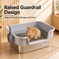 Bac à litière pour lapin en acier inoxydable, facile à nettoyer, avec logo personnalisé OEM