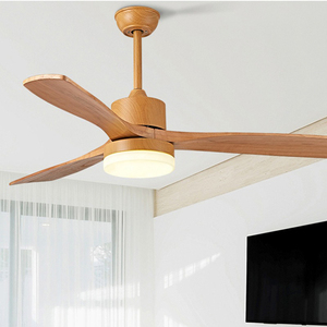 Éclairage décoratif d'intérieur moderne de 52 pouces Lame en bois massif Télécommande Ventilateur de plafond LED avec lumière - Product Image 2