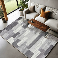 Beige Polyester Living Room Rug Machine Washable Non-Slip Modern Geometric Pattern Soft Low Pile for Bedroom