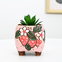 Poterie grossière coréenne en relief peinte à la main en céramique respirante pouce succulent mini pots de fleurs