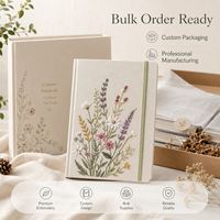 Carnet d'étudiant à couverture rigide en tissu brodé de fleurs avec logo personnalisé et 160 pages