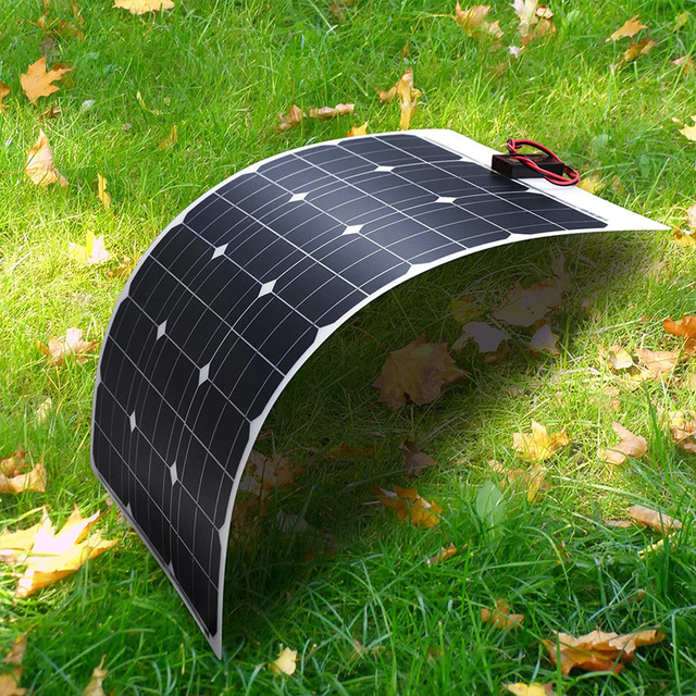 Flexible 2x100W(200W) 12V Solar Panel Lightweight Monocrystalline for Caravan RV Boat Camper