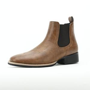 Botas Chelsea Occidentales de Punta Cuadrada Negras para Hombre, Tobilleras, de Cuero Genuino, Suela de Goma, Transpirables, para Todas las Temporadas - Product Image 2