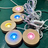 Lampe de nuit LED multicolore en cristal rond avec base en bois et diffuseur d'arômes, ornement cadeau pour la chambre